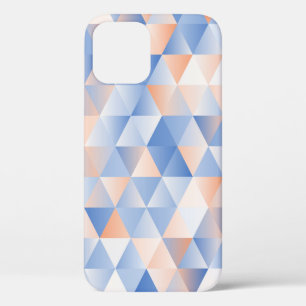 triangles seamless pattern in soft blue and orange iPhone 12 case