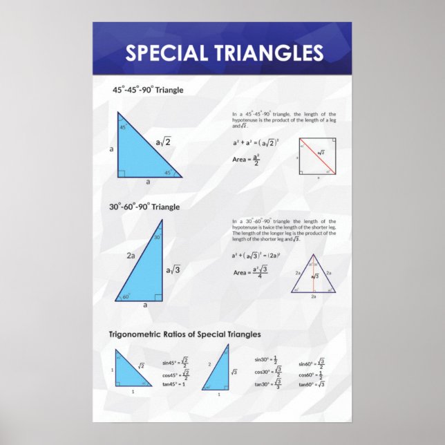 Triangles Spéciaux - Poster Math (Devant)