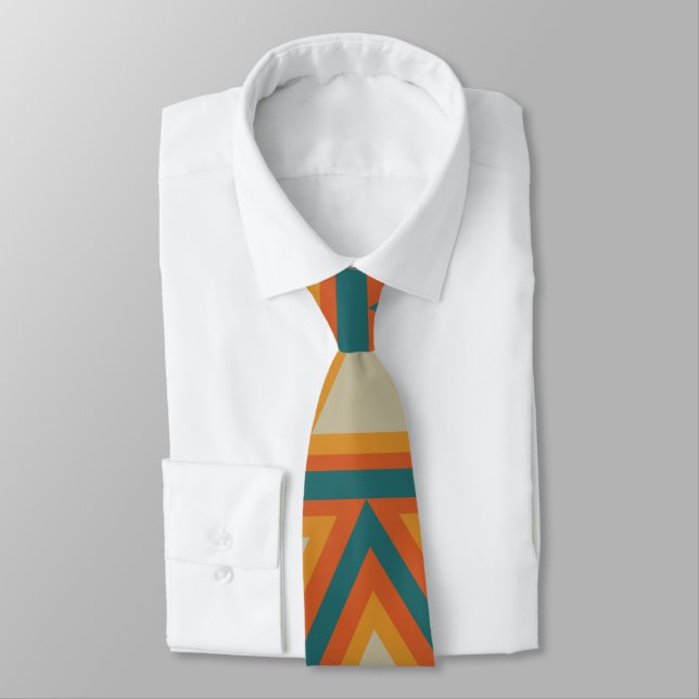 Triangles Tribal Geometric Pattern Tie (Tied)