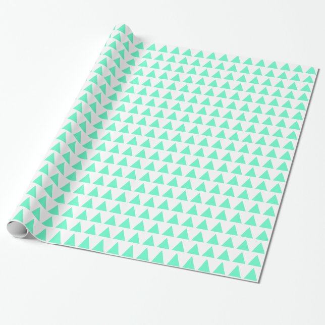 Triangles - Turquoise on White Wrapping Paper (Unrolled)