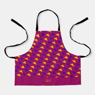Triangles Violet Yellow Minimal Pattern Apron