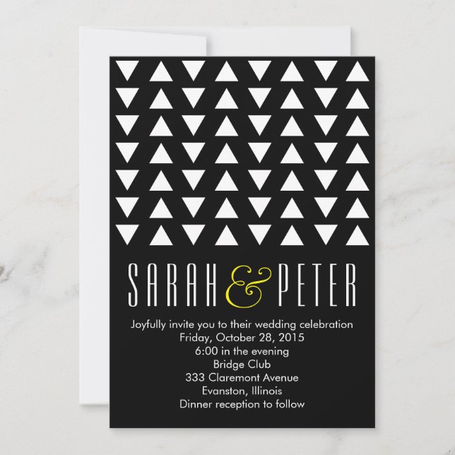 Triangles Yellow accent Modern Wedding Invitation (Front)