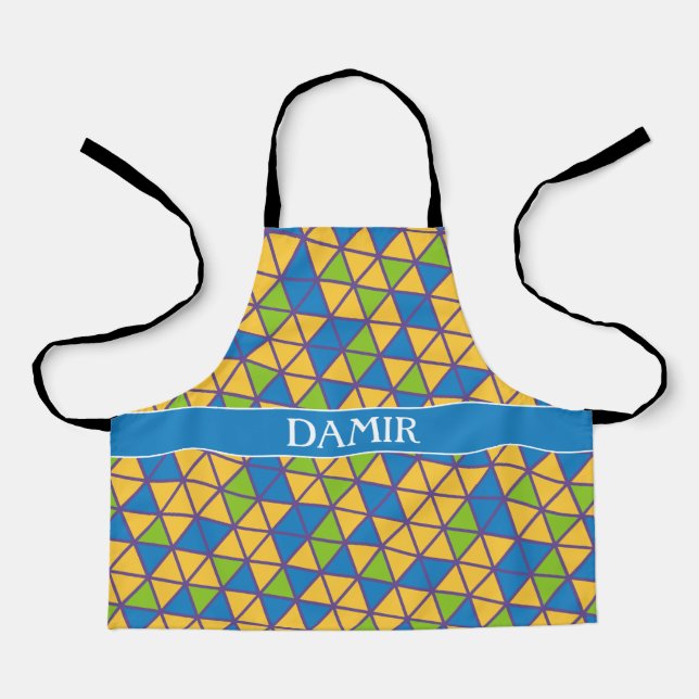 Triangles Yellow Green Minimal Pattern Apron (Front)