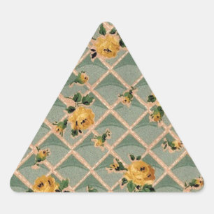 Triangulaire Papier peint Vintage Roses Jaunes - Sticker