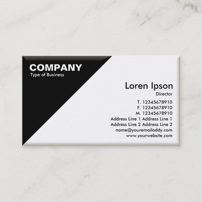 Triangular Corner - 3d Effect - Black and White Business Card (Front)