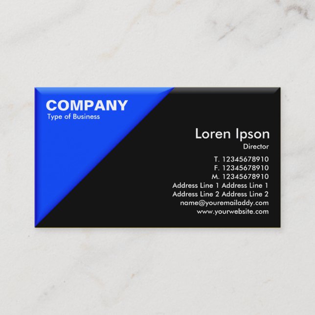 Triangular Corner - 3d Effect - Blue and Black Business Card (Front)