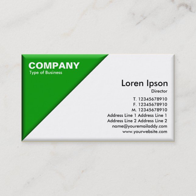 Triangular Corner - 3d Effect - Green and White Business Card (Front)