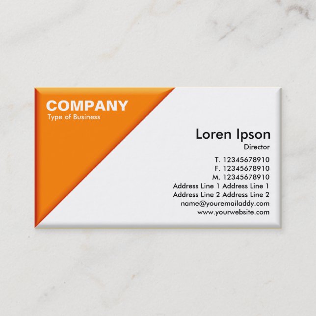 Triangular Corner - 3d Effect - Orange and White Business Card (Front)