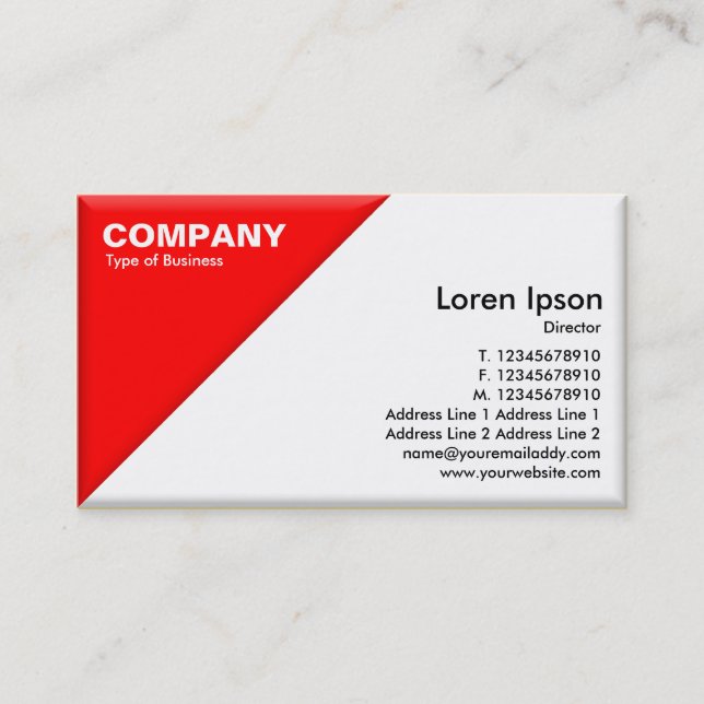 Triangular Corner - 3d Effect - Red and White Business Card (Front)