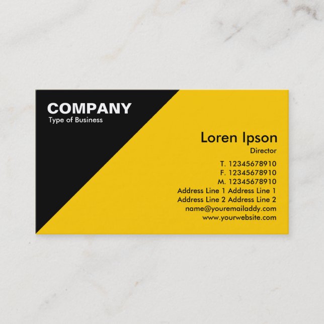 Triangular Corner - Amber (FFCC00) Business Card (Front)
