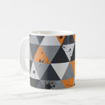 Triangular Design in Orange, Black, and Grey