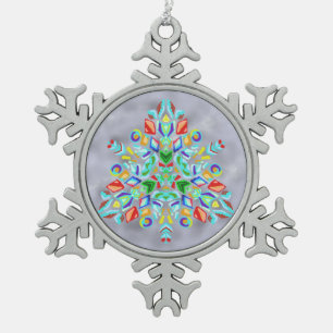 Triangular Design (Snowflake Ornament) Snowflake Pewter Christmas Ornament