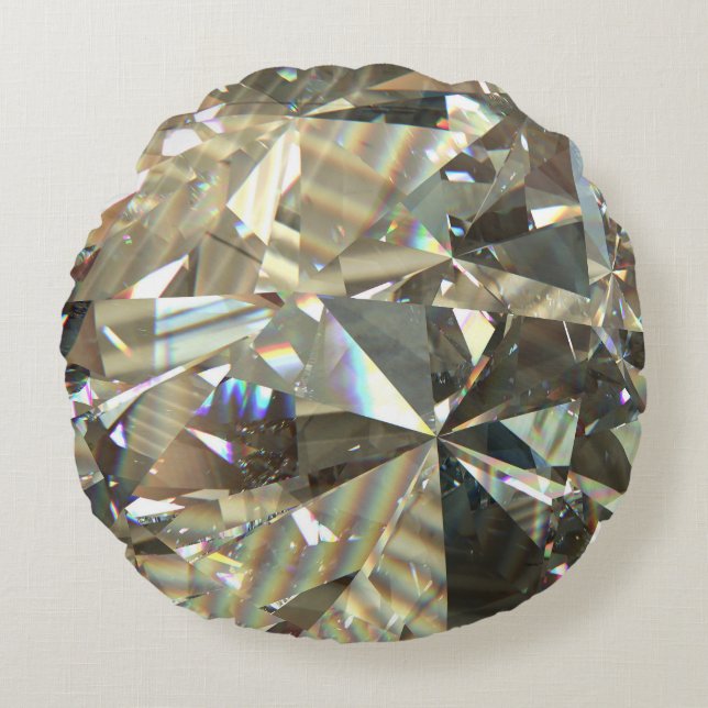 Triangular diamond shapes: layered texture. round pillow (Front)