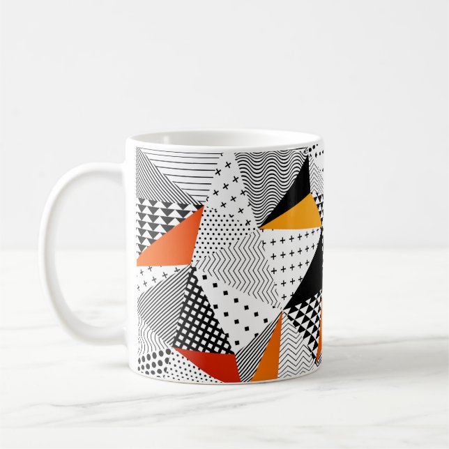 Triangular Fashion: Vintage Polygonal Elegance. Coffee Mug (Left)