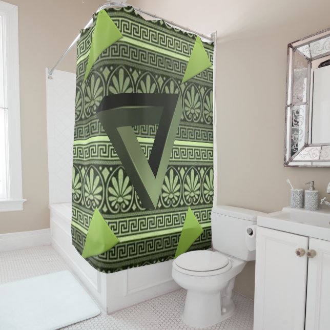 Triangular green black showercurtain (In Situ)