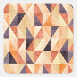 Triangular Mosaic Watercolor Earthy Pattern Square Sticker