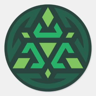 Triangular Shield Vector T7 - Green Classic Round Sticker