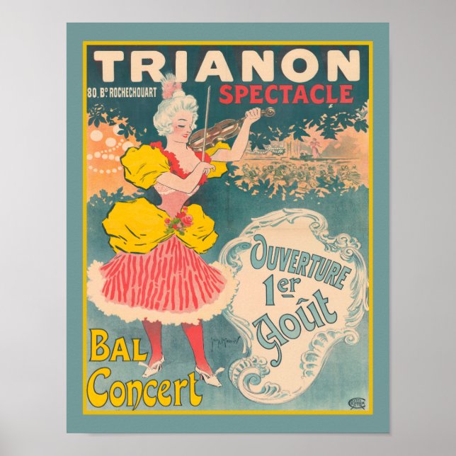 Trianon Spectacle Bal Concert Art Nouveau Poster (Front)