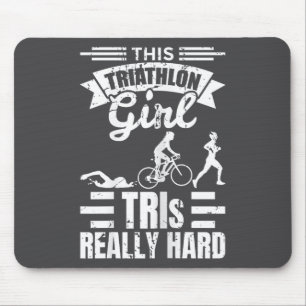 Triathlete Girls Funny Triathlon Mouse Pad