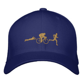 Triathlete Swim Cycle Run Triathlon Gold Embroidered Hat