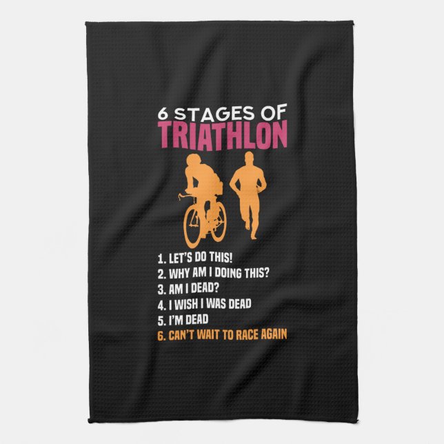 Triathlon - 6 Stages Of Triathlon Kitchen Towel (Vertical)