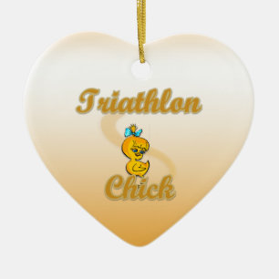 Triathlon Chick Ceramic Ornament