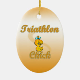 Triathlon Chick Ceramic Ornament