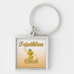 Triathlon Chick Keychain