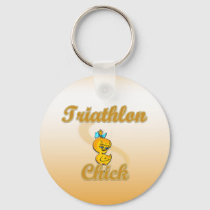 Triathlon Chick Keychain