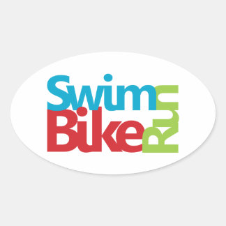 Triathlon cool and unique design oval sticker