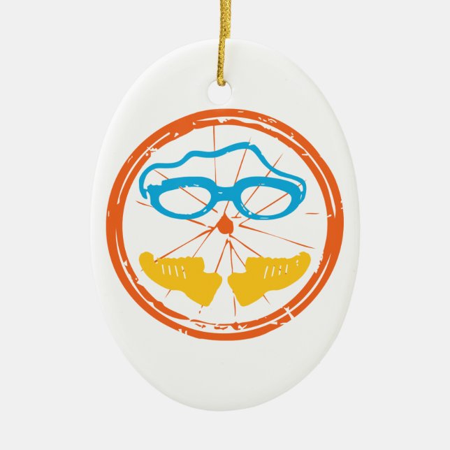 Triathlon Cool Design Ceramic Ornament (Front)