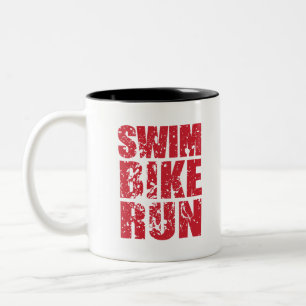 Triathlon cool design Two-Tone coffee mug
