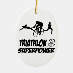 Triathlon designs ceramic ornament