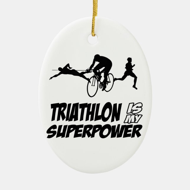 Triathlon designs ceramic ornament (Front)