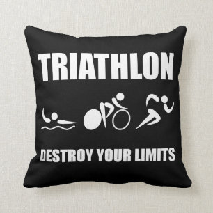 Triathlon Destroy Throw Pillow