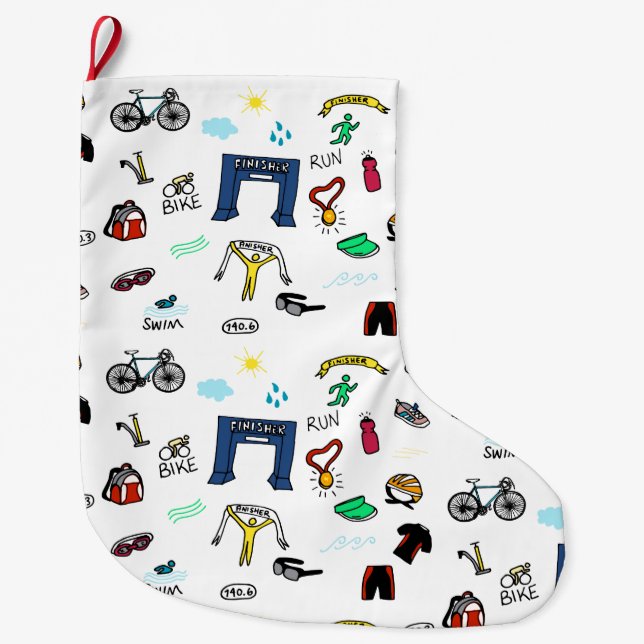 Triathlon Doodles Christmas Stocking (Front)