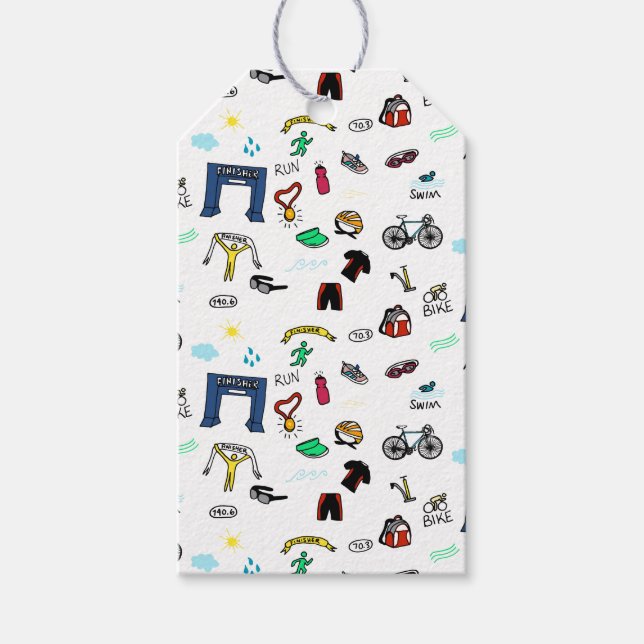Triathlon Doodles Gift Tags (Front)