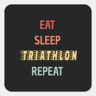 Triathlon - Eat Sleep Triathlon Repeat Square Sticker