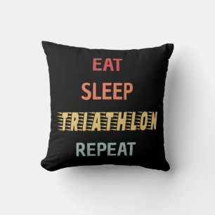 Triathlon - Eat Sleep Triathlon Repeat Throw Pillow