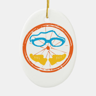 Triathlon fun design ceramic ornament