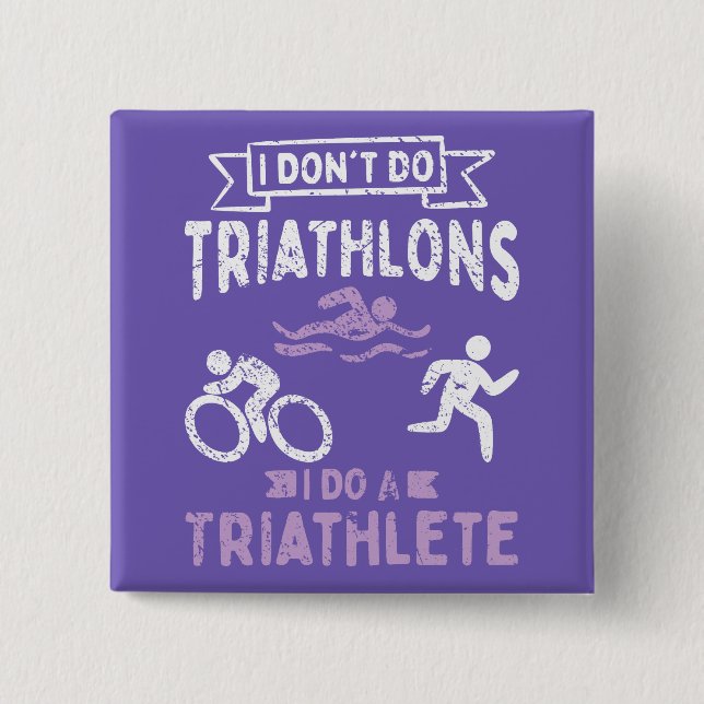 Triathlon Funny   2 Inch Square Button (Front)