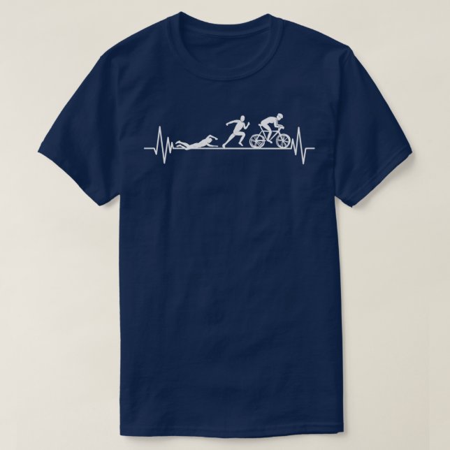 TRIATHLON heartbeat Swim Bike Run lover T-Shirt (Design Front)