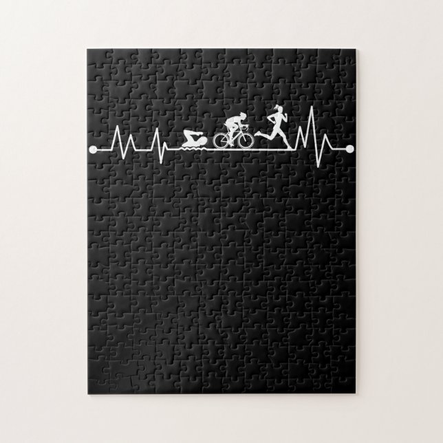 TRIATHLON HEARTBEAT T SHIRT JIGSAW PUZZLE (Vertical)