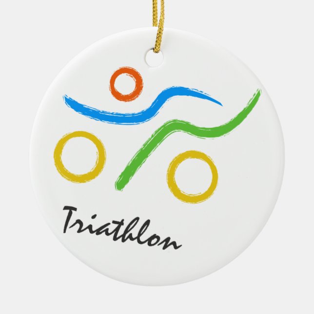 Triathlon logo ceramic ornament (Front)