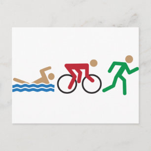 Triathlon logo icons in colour postcard