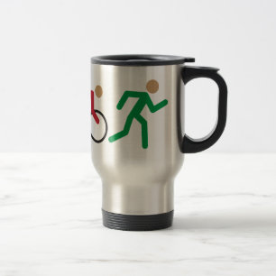 Triathlon logo icons in colour travel mug