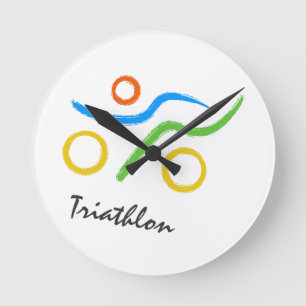 Triathlon logo round clock