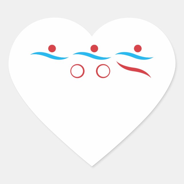Triathlon modern cool logo heart sticker (Front)