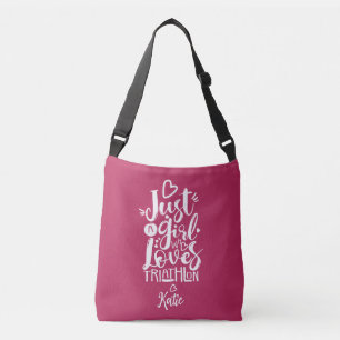 Triathlon Motivation "Just a girl who loves" Crossbody Bag