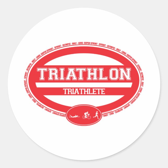 Triathlon Oval Classic Round Sticker (Front)